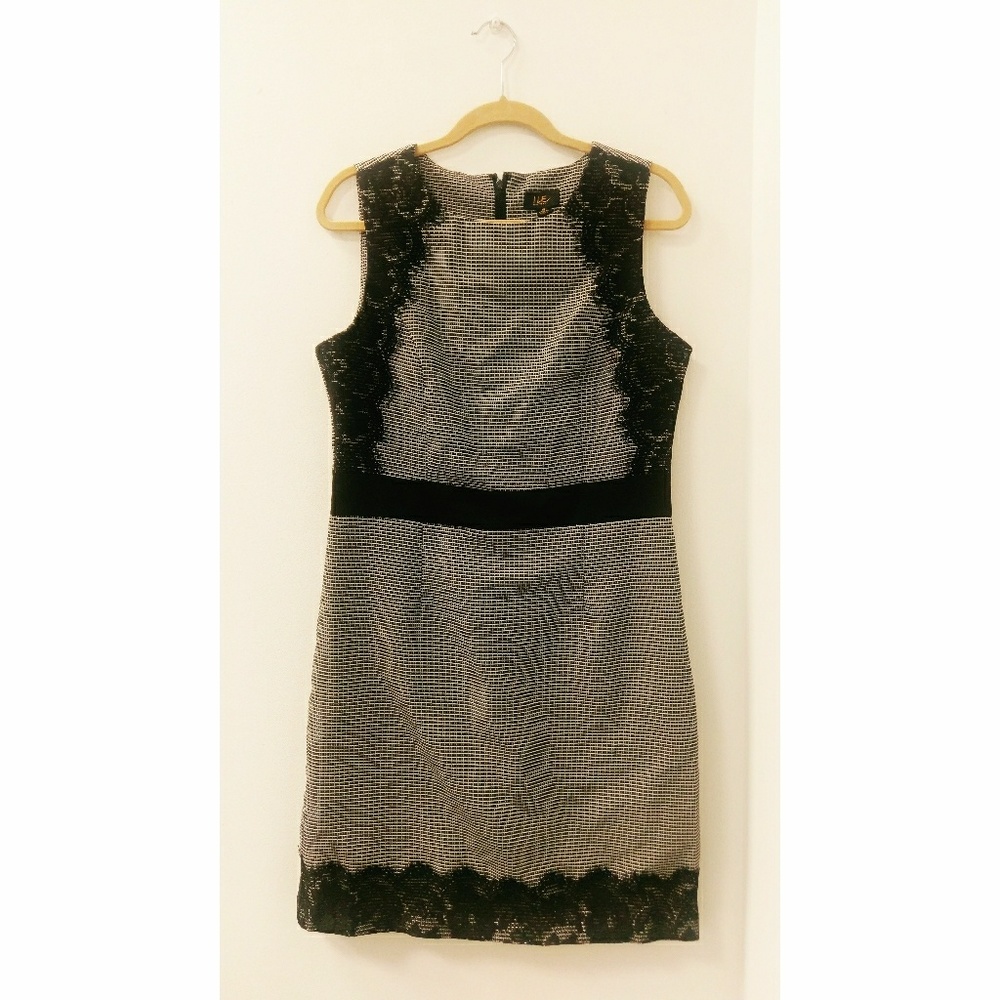 Black & white houndstooth dress with lace